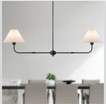 Fiyueoyi Modern Linear Chandelier 2-LIGHT Dining Kitchen White Shade Black. Fixed Price $75.00.