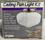 Angelo 77302 Ceiling Fan Light Kit Antique Brass Finish Fitter White Glass. Fixed Price $97.75.