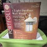 Portfolio Outdoor Wall Mount Light Golden Sand Etched Glass Model 39071. Fixed Price $25.00.