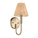 Bekah 1LIGHT Wall Sconce, Global Boho With Handwoven Rattan Shade In Ch.... Fixed Price $84.37.