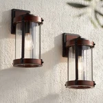 Stan 13 3/4" High Black And Dark Wood Outdoor Wall Light Set Of 2. Fixed Price $279.99.