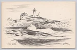 Nubble York Maine Lighthouse Sketch Litho Postcard Jack Murray Curhan. Fixed Price $6.39.