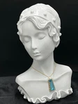 Elegant Gold Plated Pendant With Deep Blue Glass Stone Classic Design, 8.39G. Fixed Price $133.86.