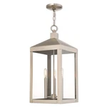 Livex Nyack 3 Light Outdoor Pendant Lantern In Brushed Nickel 20587-91. Fixed Price $651.96.