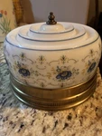 Vintage Quoizel Abigail Adams Milk Glass Ceiling Fixture Light Blue Poppy. Fixed Price $110.00.