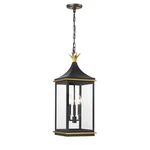 Crystorama Simpson 3 Light Outdoor Pendant, Black/textured Gold SIM-805-MK-TG. Fixed Price $498.00.