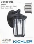 Kichler Fairfield 11 In. 1-LIGHT Black Wall Lantern Sconce W/ Seeded Glass Shade. Fixed Price $38.99.