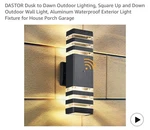 Dastor Dusk Dawn Outdoor Lighting, Square Up And Down Wall Light, .... Fixed Price $39.00.