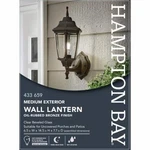 Hampton Bay Medium Outdoor Wall Lantern Oil-rubbed Bronze 433 659 Clear Glass Ul. Fixed Price $55.00.