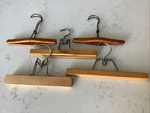 Vintage 5 Pc Light + Dark Wood Clamping Pants Skirt Hangers Manhattan Island. Fixed Price $20.24.