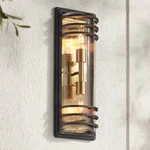Habitat Modern Outdoor Wall Light Fixture Black Brass 21" Clear Glass Exterior. Fixed Price $149.95.