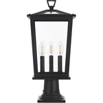 Pole 3 Light Fixture Large Outdoor Clear Glass Black Porch Walkway Lantern 20". Fixed Price $164.69.