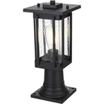 Outdoor Pole Light Fixture Seedy Glass Black Porch Walkway Patio Lantern 15.5". Fixed Price $148.26.