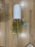 Forte Soft Gold Hallway Wall Sconce Vanity Light Satin Opal Glass Shade. Fixed Price $50.00.