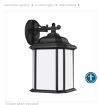 Seagull 84531-12 Kent Black Outdoor 15" Wall Lantern New. Fixed Price $50.00.