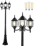 Outdoor Lamp Post Light 3-HEAD, Classic Black With Clear Glass Panels, E26 Base. Fixed Price $239.07.