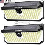 Dijiugoya Solar Security Lights Outdoor, 4000LM 466LEDS- 2PACK, Black. Fixed Price $58.41.