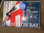 Hampton Bay Led Flag Pole Light 50 Lumens Solar Power, Black Finish, New. Fixed Price $23.00.