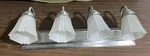 Hampton Bay 4 Light Square Back Plate Vanity Frosted Bell Glass Brushed Nickel. Fixed Price $69.95.