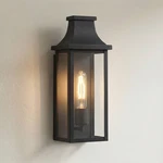 Andres 15" High Textured Black Pocket Lantern Outdoor Wall Light. Fixed Price $179.99.
