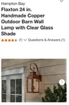 Hampton Bay Flaxton 2-LIGHTS 21.5" Copper Metal Outdoor Post Weather Resit. Fixed Price $65.00.