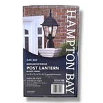Hampton Bay Medium Outdoor Post Lantern 15.5" Black W/clear Glass Shade, New. Fixed Price $15.00.