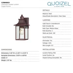 Quoizel CCR8406CU 1-LIGHT Chancellor Outdoor Lantern In Copper Bronze. Fixed Price $119.00.