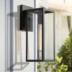 Lnc Modern Black 1-LIGHT Outdoor Outside Metal Wall Lantern Sconce Glass Shade. Fixed Price $28.49.