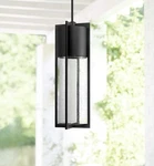Hinkley Shelter 1328BK Outdoor Hanging Pendant Light Black Clear Glass 24.5"H. Fixed Price $412.00.