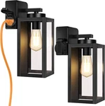2-PACK Porch Lights Outdoor With Ul Certified Outlet, Modern Wall. Fixed Price $87.99.
