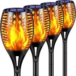 Tomcare Solar Lights Upgraded, 43" Waterproof Flickering Flames 96 Led Torches. Fixed Price $68.99.