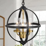 Treekee Rustic Chandelier, 14" Farmhouse Globe Orb Pendant Light, Vintage Bla.... Fixed Price $90.71.