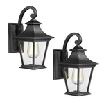 Jazava 2-PACK 12 In. Black W/ Clear Glass Hardwired Outdoor Wall Lantern Sconce. Fixed Price $57.99.