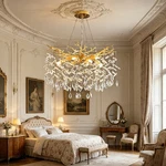 Stylish Crystal Ceiling Pendant Light Height Adjustable Golden Living Room Home. Fixed Price $187.23.