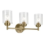 Kichler Winslow 21.5" 3-LIGHT Natural Brass Vanity W/clear Seeded Glass. Fixed Price $66.45.