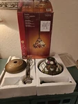Portfolio Antique Bronze Mini-pendant Light #065906 W/tiffany-style Glass 8"X12". Fixed Price $75.00.