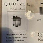 Set Of 2 Quoizel HC8406IB Imperial Bronze 1-LIGHT Outdoor Fixture 100 Watt. Fixed Price $140.00.