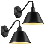 2-PACK Outdoor Wall Sconces, Farmhouse Gooseneck Barn Light, Matte Black Iron.... Fixed Price $37.93.