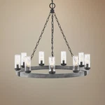 Hinkley Sawyer 30" Wide Aged Zinc Ring Wagon Wheel Outdoor Chandelier. Fixed Price $1199.00.