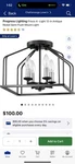 Progress Lighting Black And Antique Nickel Flush Mount. Fixed Price $45.00.