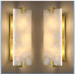 15.7" Natural Square Alabaster Marble Modern Concise 2 Pack Light Wall Scon.... Fixed Price $159.99.