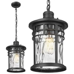 Darkaway Large Outdoor Pendant Lights Size, Black-water Ripple Glass. Fixed Price $128.99.