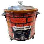 Vintage Hamilton Beach Crock Watcher Pot Stoneware Red Brick Qt Glass #449. Fixed Price $49.99.