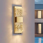 Hitoo 14" Dusk Dawn Outdoor Light, Gold, IP65, 12W Led Crystal Sconce. Fixed Price $109.20.