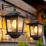 Pasamic 2 Solar Wall Lanterns With Replaceable Pack, Black. Fixed Price $42.99.
