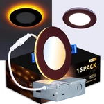 16 Pack Bronze Recessed Lighting 4 Inch With Night Light, Canless Ultra Thin Waf. Fixed Price $267.17.