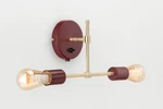 Mid Century Raw Brass Wall Sconce Vanity Light Red Finish Cor Lamp. Fixed Price $120.00.