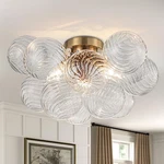 Semi Flush Chandelier Gold, Modern Light Fixtures Ceiling Mount Visual Comfort. Fixed Price $467.04.