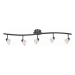 Benjara 5 Light 120V Metal Track Fixture With Glass Shade- Black And White. Fixed Price $471.99.
