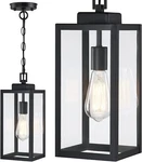 Bowery 1-LIGHT Matte Black Outdoor/indoor Pendant With Clear Glass Shade. Fixed Price $35.99.